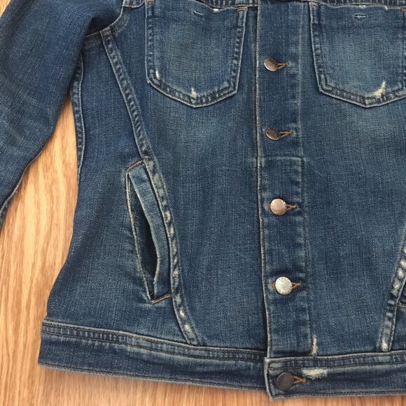 L'AGENCE Celine Distressed Denim Jacket Size M - Picture 6 of 13
